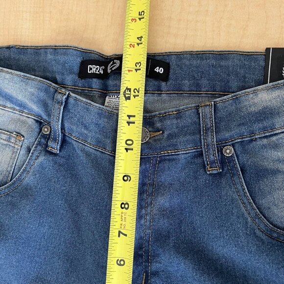 CR24 Chrome Edge Men Denim Jean 40x30 Distressed Splatter Paint Stretch Straight - Picture 10 of 11